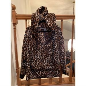 Animal print Sherpa hoodie